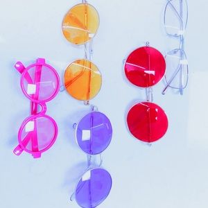 LOT OF 5 NWOT TRENDY COLORFUL ROUNDED SQUARE METAL WIRE GLASSES/SUNGLASSES BN